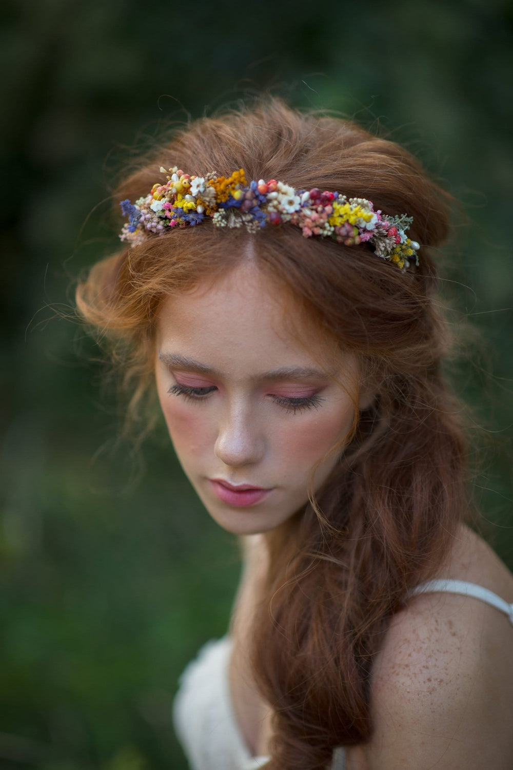 Dried Flower Bridal Headband: Natural Wedding Hair Piece – handmade floral hair accessory by magaela