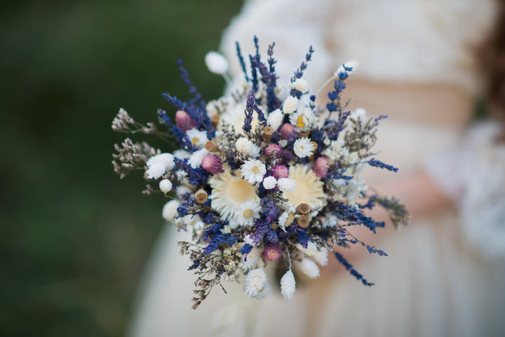 Preserved Lavender Wedding Bouquet: Handmade Dried Bridal Bouquet – handmade floral hair accessory by magaela