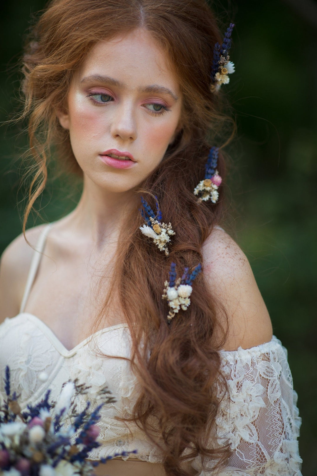 Lavender Dried Flower Hairpins: Provence Wedding Accessories – handmade floral hair accessory by magaela