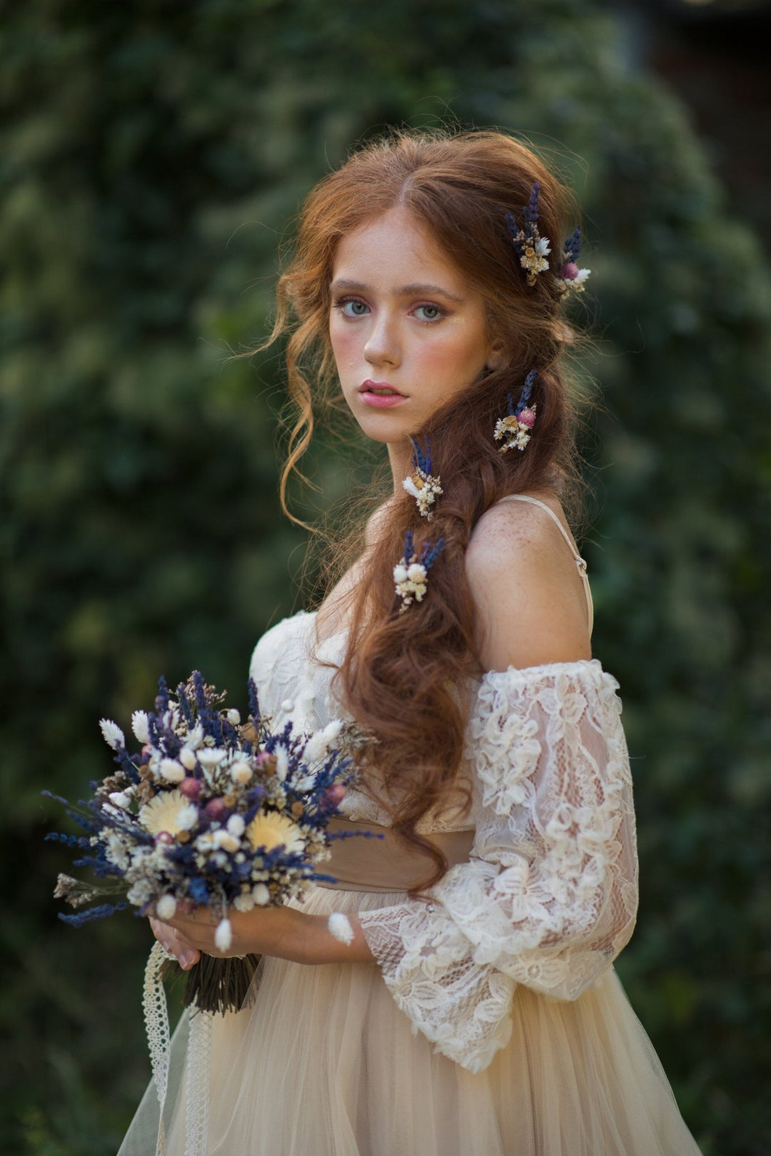 Lavender Dried Flower Hairpins: Provence Wedding Accessories – handmade floral hair accessory by magaela