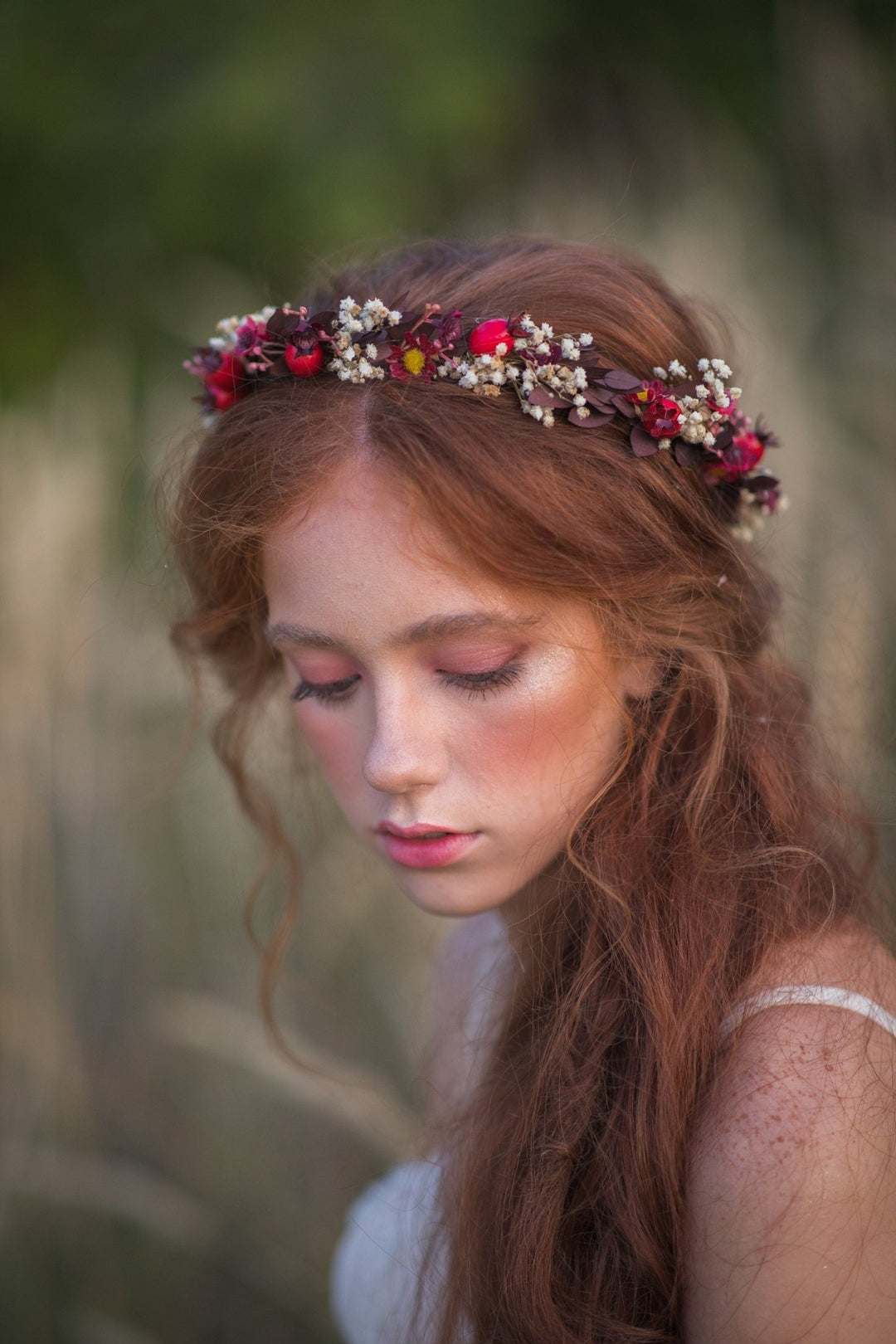 Rose Hip Flower Crown: Autumn Wedding Bridal Hair Wreath – handmade floral hair accessory by magaela