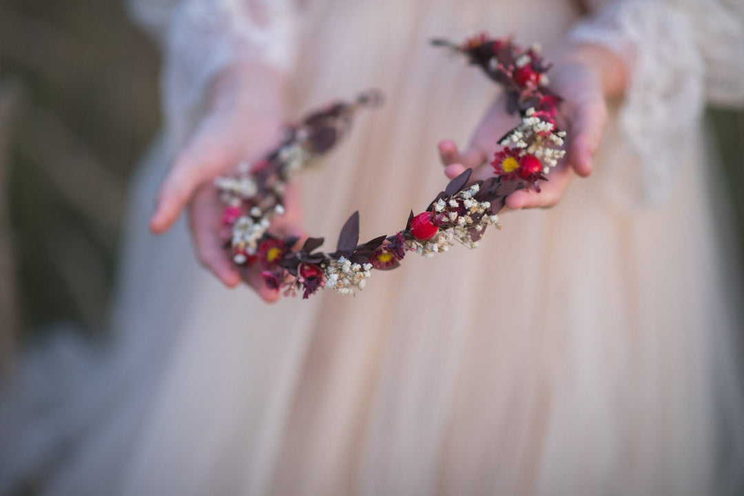 Rose Hip Flower Crown: Autumn Wedding Bridal Hair Wreath – handmade floral hair accessory by magaela