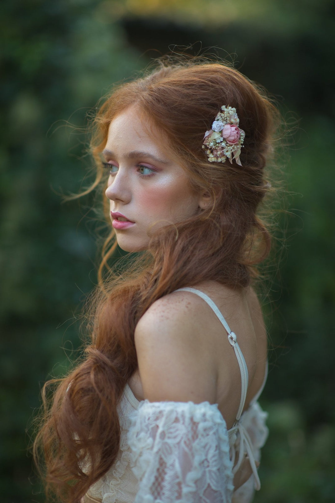 Blush Flower Hair Comb: Romantic Wedding Headpiece – handmade floral hair accessory by magaela