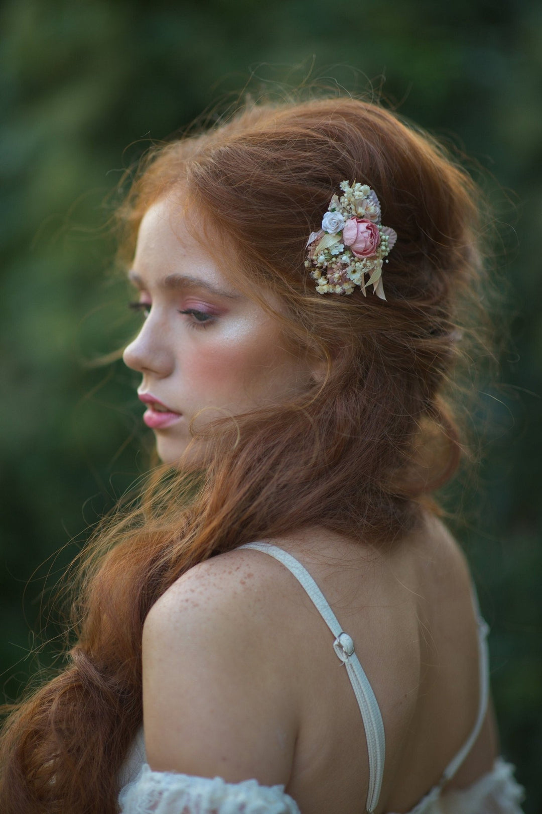 Blush Flower Hair Comb: Romantic Wedding Headpiece – handmade floral hair accessory by magaela