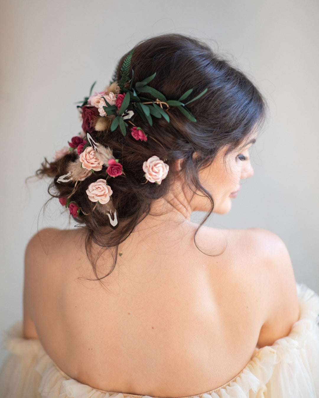 Romantic Rose Wedding Hair Vine: Bridal Headpiece, Braided Hair Jewelry – handmade floral hair accessory by magaela