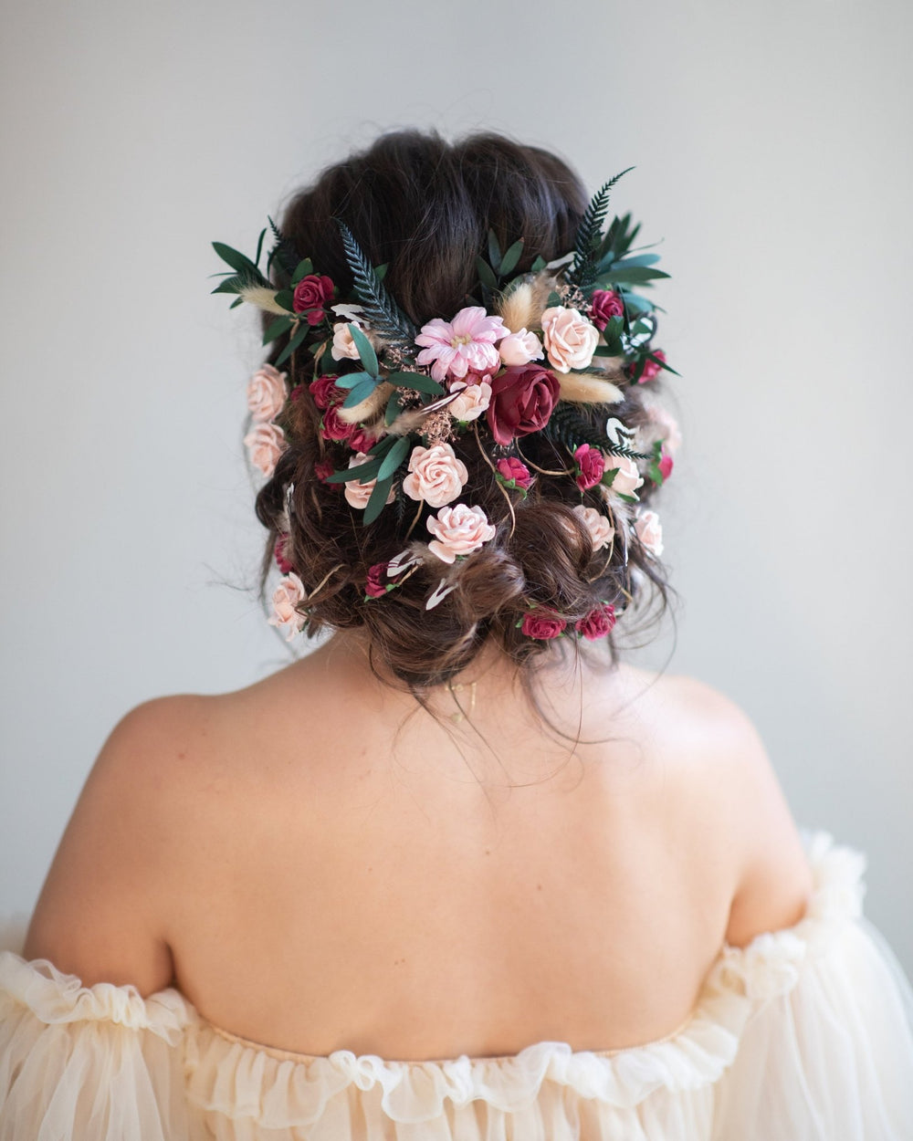 Romantic Rose Wedding Hair Vine: Bridal Headpiece, Braided Hair Jewelry – handmade floral hair accessory by magaela