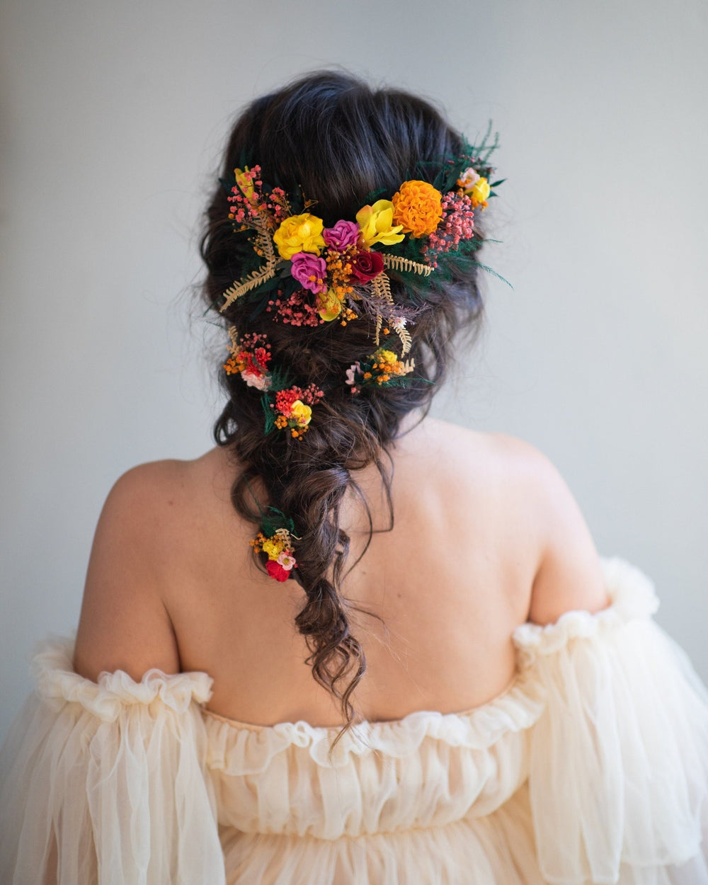 Autumn Frida Flower Hair Vine: Colorful Bridal Headpiece – handmade floral hair accessory by magaela