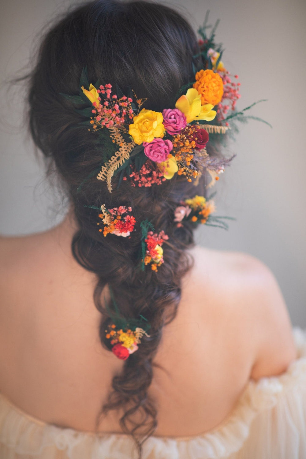 Autumn Frida Flower Hair Vine: Colorful Bridal Headpiece – handmade floral hair accessory by magaela
