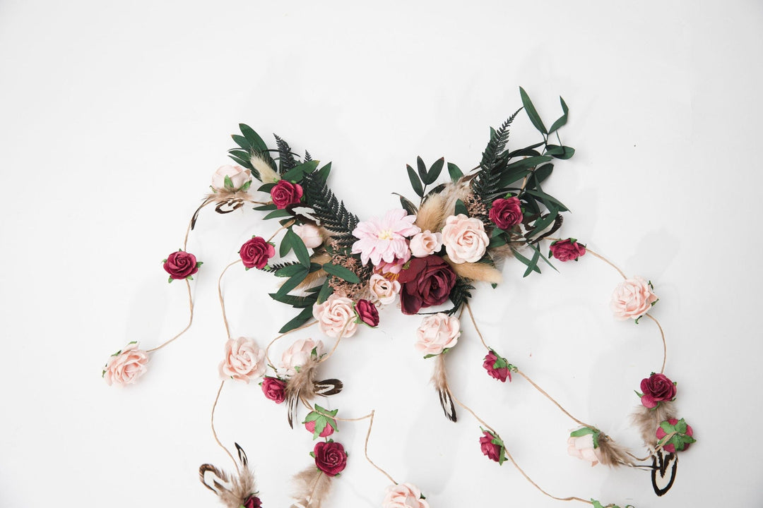 Romantic Rose Wedding Hair Vine: Bridal Headpiece, Braided Hair Jewelry – handmade floral hair accessory by magaela