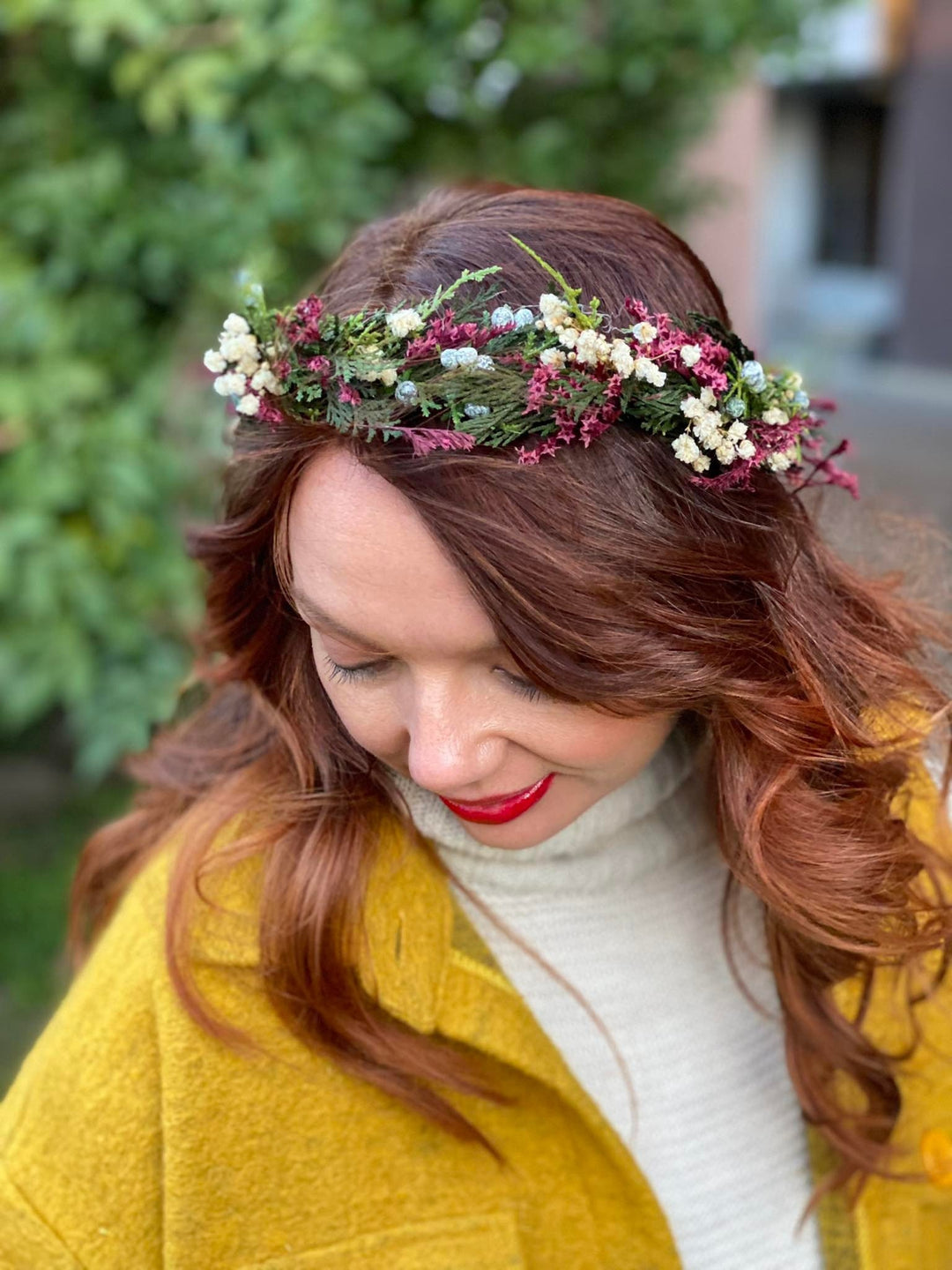 Woodland Hair Wreath: Christmas Flower Crown, Bridal Headpiece – handmade floral hair accessory by magaela