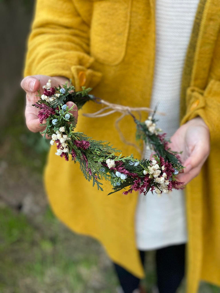 Woodland Hair Wreath: Christmas Flower Crown, Bridal Headpiece – handmade floral hair accessory by magaela
