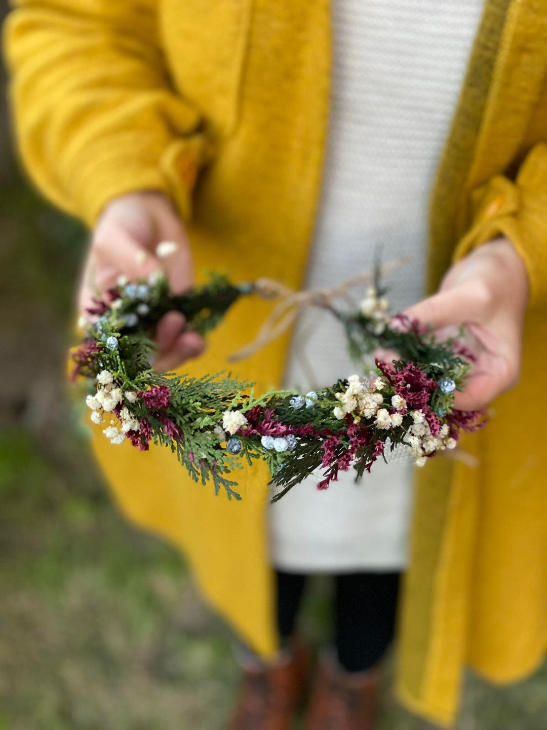Woodland Hair Wreath: Christmas Flower Crown, Bridal Headpiece – handmade floral hair accessory by magaela
