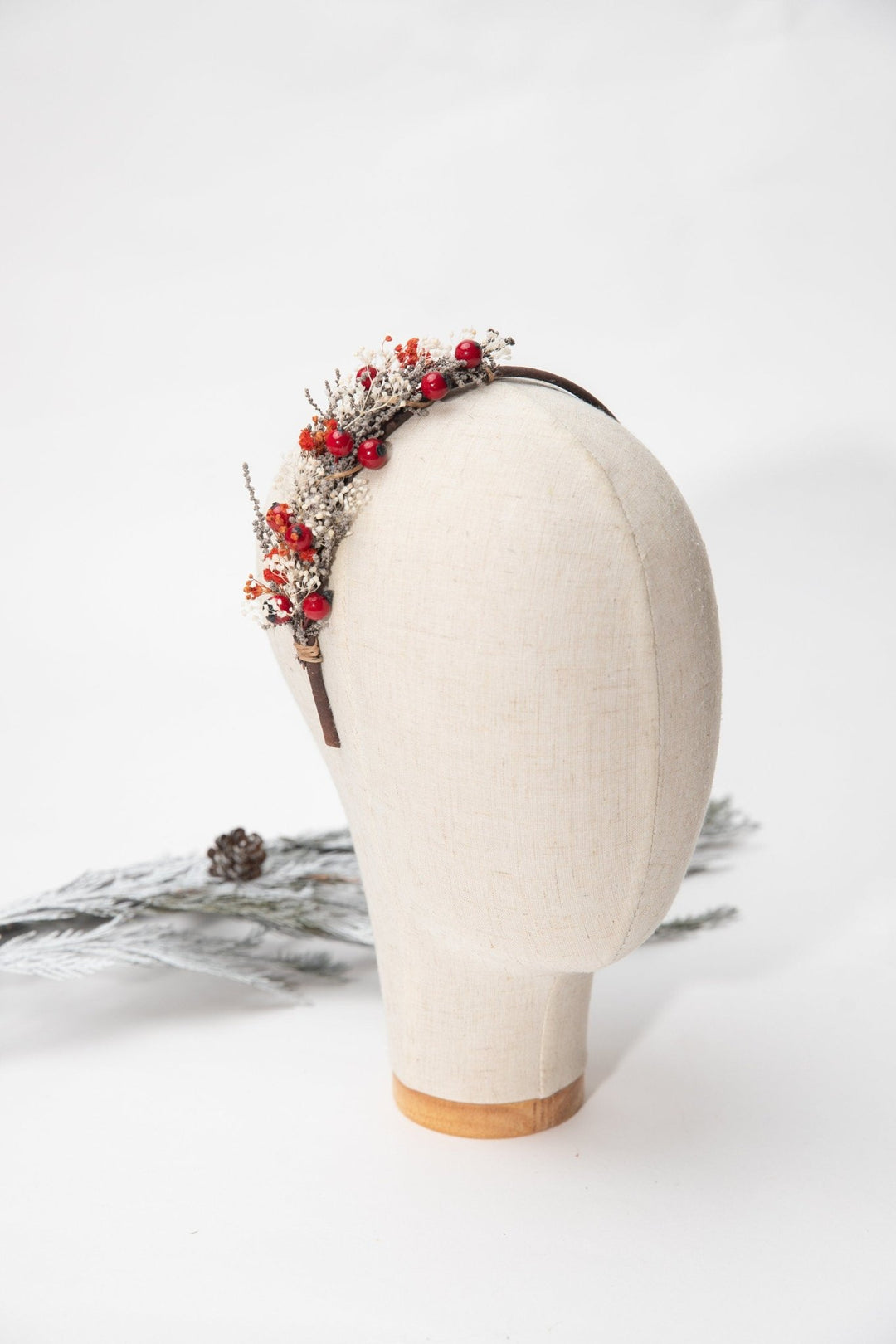 Christmas Berries Headband: Winter Wedding Bridal Headpiece – handmade floral hair accessory by magaela