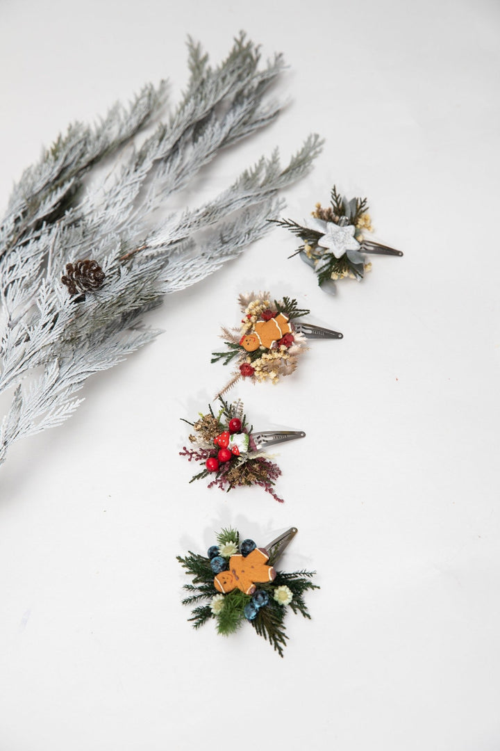 Gingerbread Christmas Hair Clip: Floral Winter Wedding Accessory – handmade floral hair accessory by magaela
