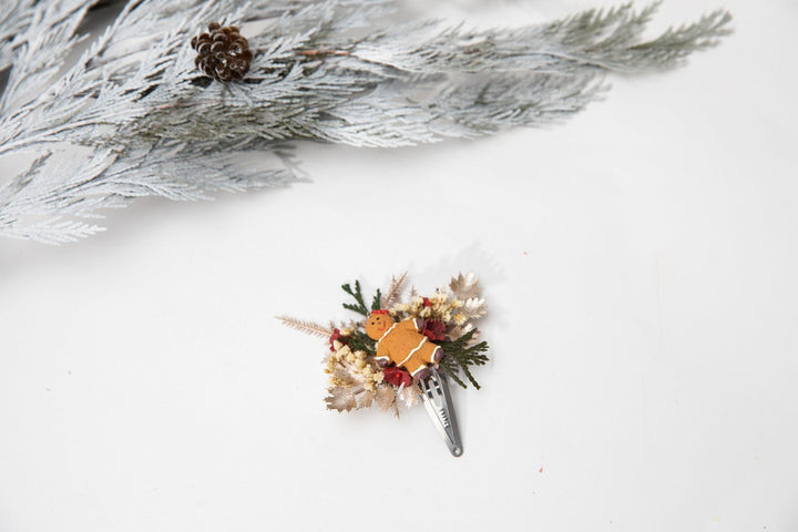 Gingerbread Christmas Hair Clip: Floral Winter Wedding Accessory – handmade floral hair accessory by magaela
