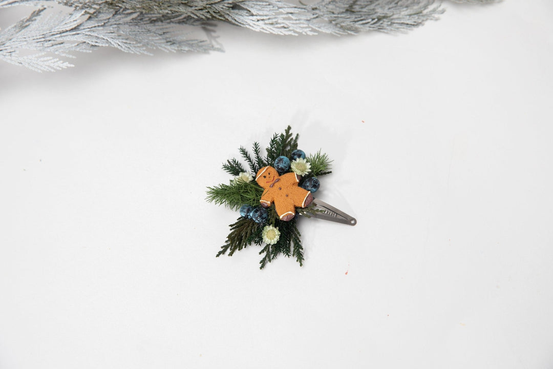 Gingerbread Christmas Hair Clip: Floral Winter Wedding Accessory – handmade floral hair accessory by magaela