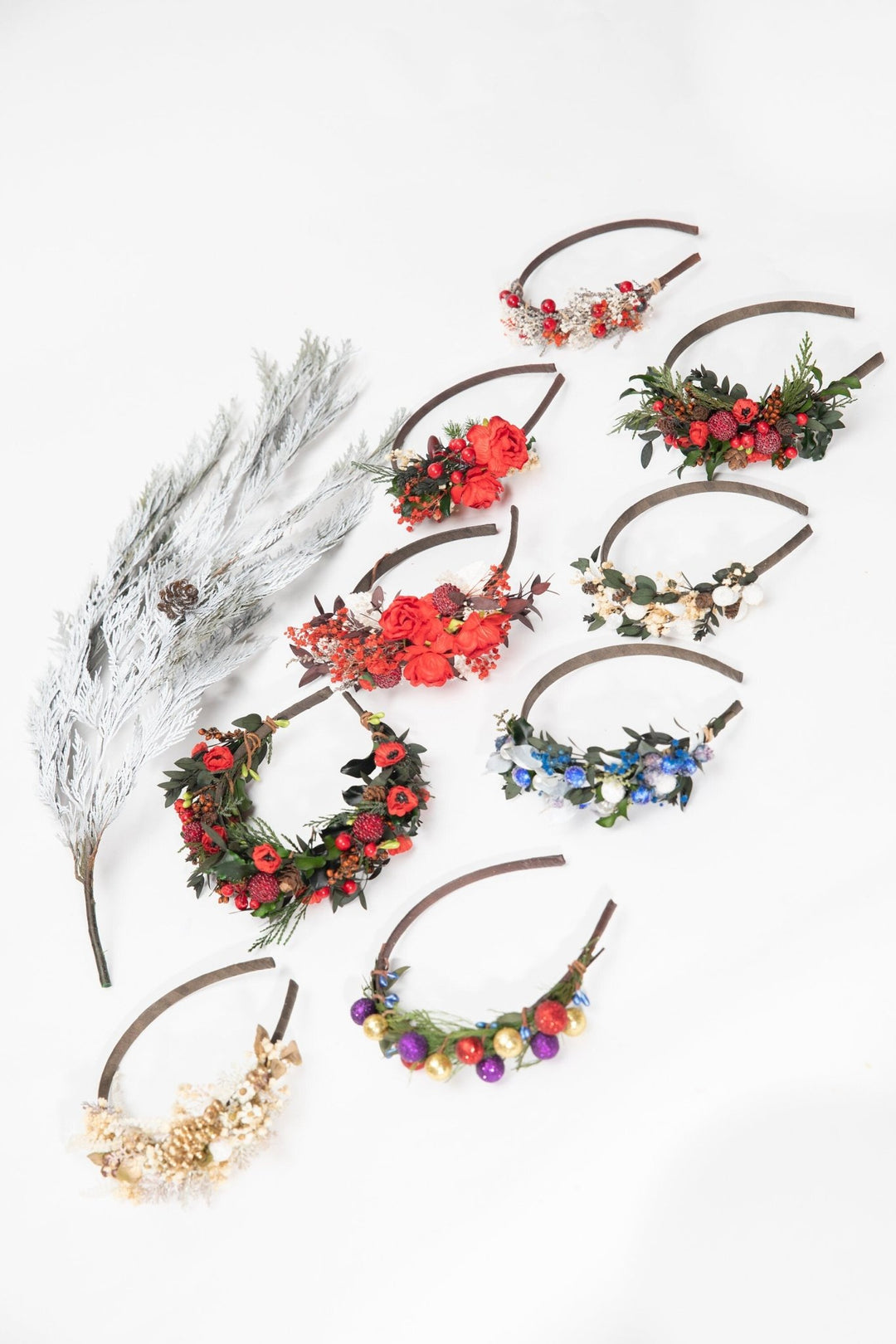 Raspberries Flower Headband: Red Winter Wedding Hair Accessory – handmade floral hair accessory by magaela