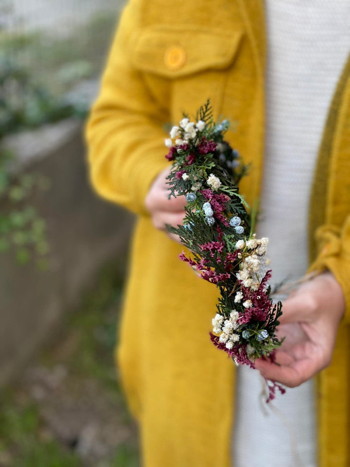 Woodland Hair Wreath: Christmas Flower Crown, Bridal Headpiece – handmade floral hair accessory by magaela