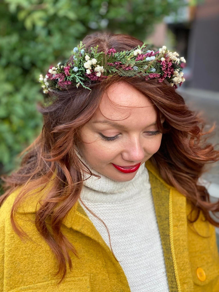 Woodland Hair Wreath: Christmas Flower Crown, Bridal Headpiece – handmade floral hair accessory by magaela