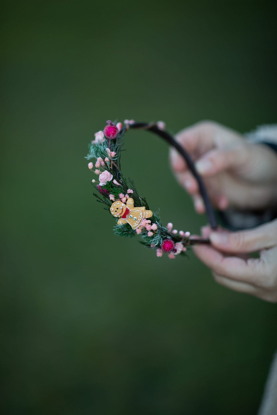 Gingerbread Christmas Headband: Floral Winter Hair Accessory – handmade floral hair accessory by magaela