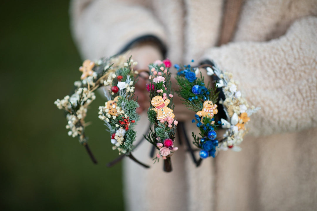 Gingerbread Christmas Headband: Floral Winter Hair Accessory – handmade floral hair accessory by magaela