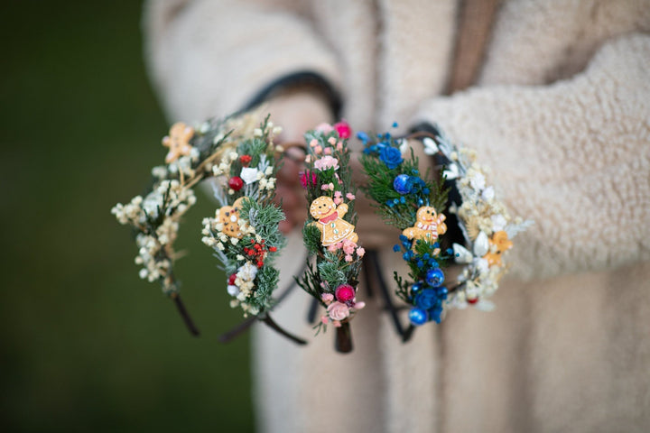 Gingerbread Christmas Headband: Floral Winter Hair Accessory – handmade floral hair accessory by magaela