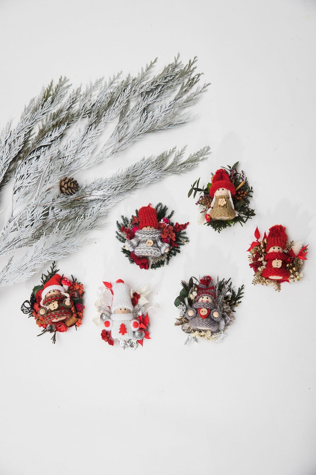 Winter Doll Brooch: Christmas Flower Pin, Unique Xmas Gift – handmade floral hair accessory by magaela