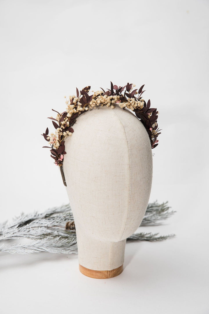 Baby's Breath Flower Headband: Autumn Wedding Bridal Hairpiece – handmade floral hair accessory by magaela