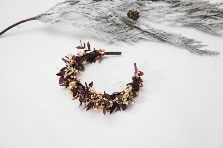 Baby's Breath Flower Headband: Autumn Wedding Bridal Hairpiece – handmade floral hair accessory by magaela