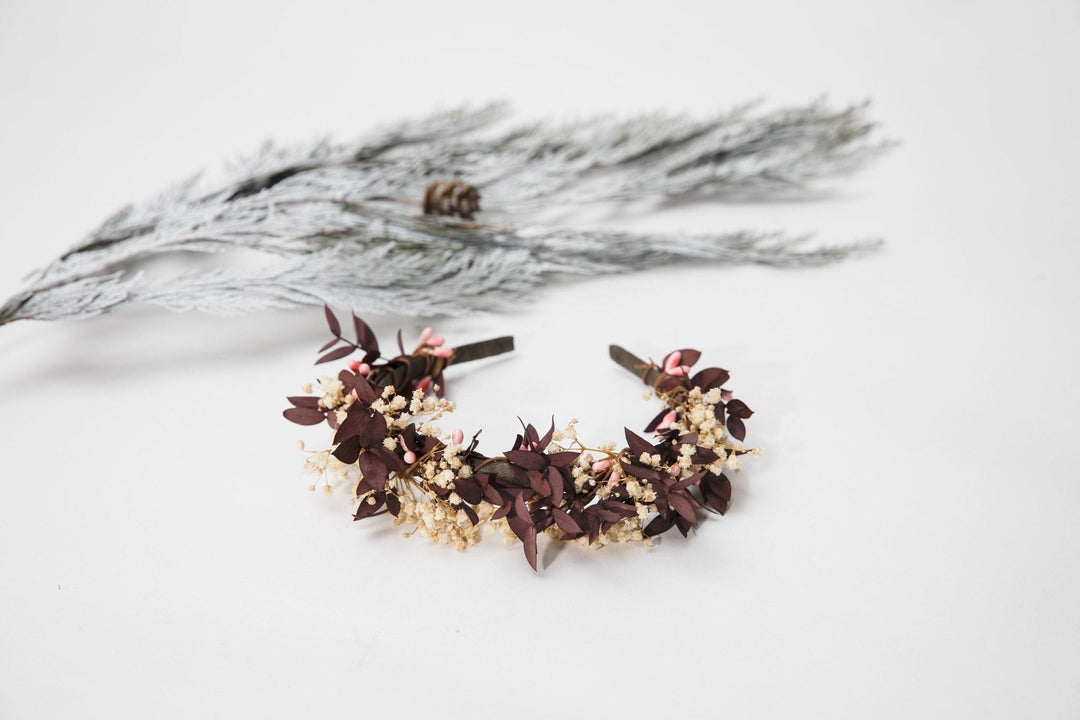 Baby's Breath Flower Headband: Autumn Wedding Bridal Hairpiece – handmade floral hair accessory by magaela