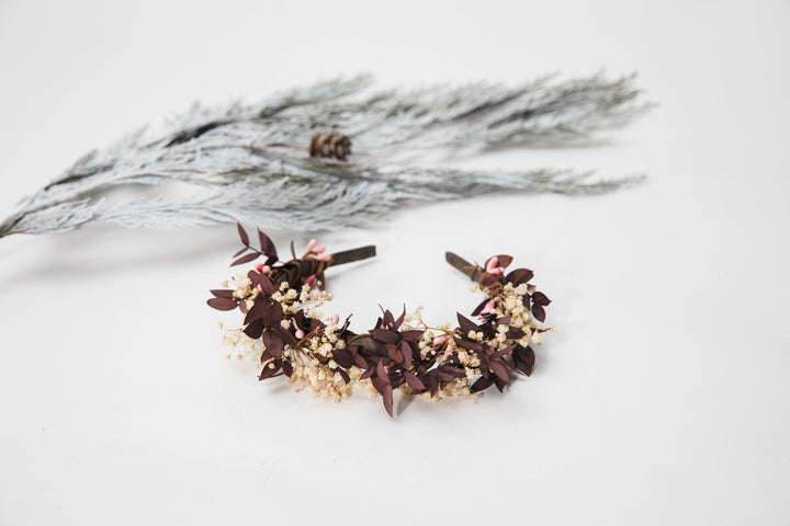 Baby's Breath Flower Headband: Autumn Wedding Bridal Hairpiece – handmade floral hair accessory by magaela