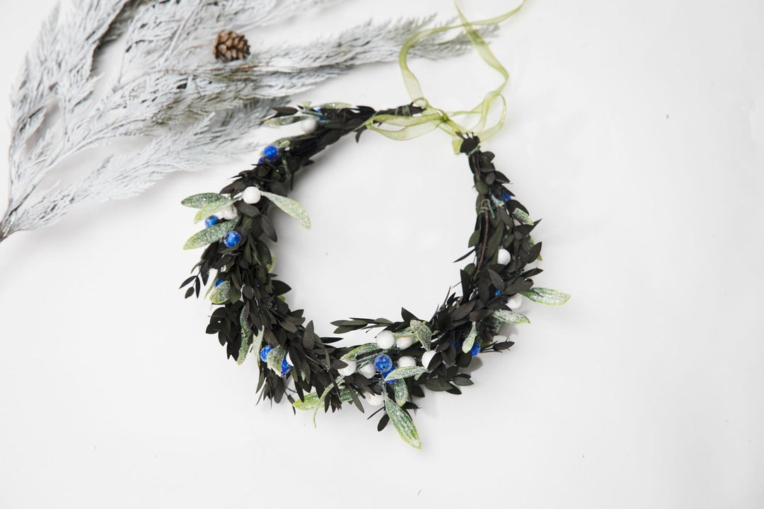 Winter Berry Hair Wreath: Bridal Christmas Crown – handmade floral hair accessory by magaela