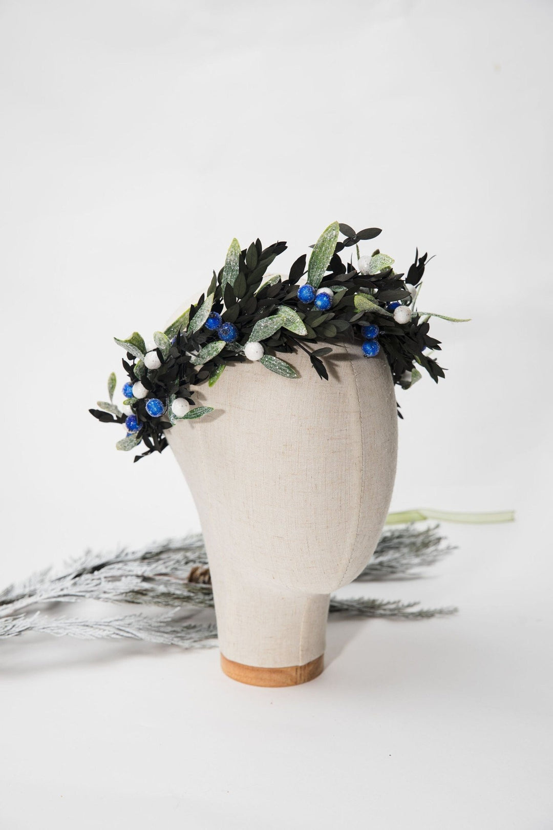 Winter Berry Hair Wreath: Bridal Christmas Crown – handmade floral hair accessory by magaela