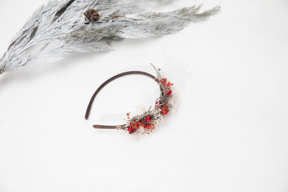 Christmas Berries Headband: Winter Wedding Bridal Headpiece – handmade floral hair accessory by magaela