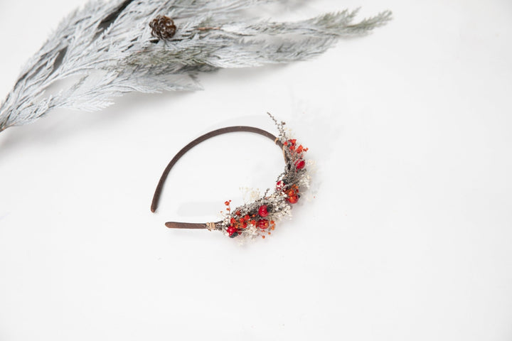 Christmas Berries Headband: Winter Wedding Bridal Headpiece – handmade floral hair accessory by magaela