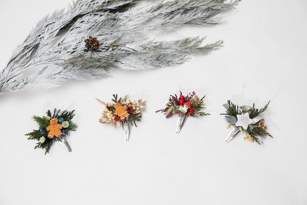 Gingerbread Christmas Hair Clip: Floral Winter Wedding Accessory – handmade floral hair accessory by magaela