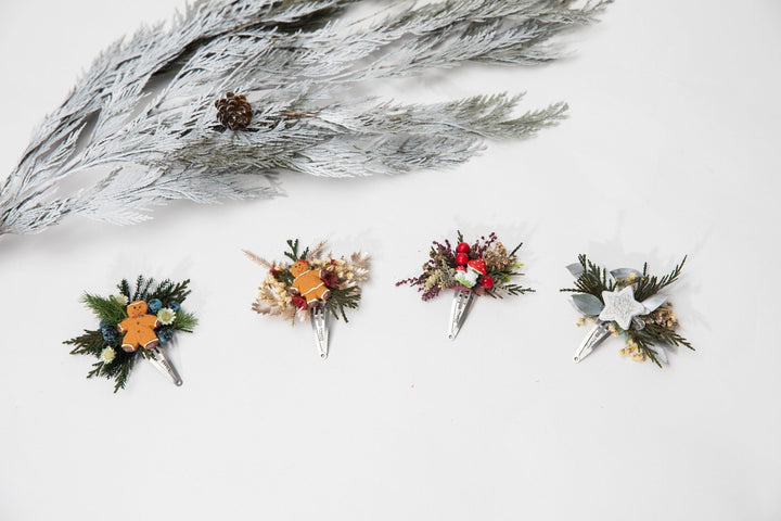 Gingerbread Christmas Hair Clip: Floral Winter Wedding Accessory – handmade floral hair accessory by magaela