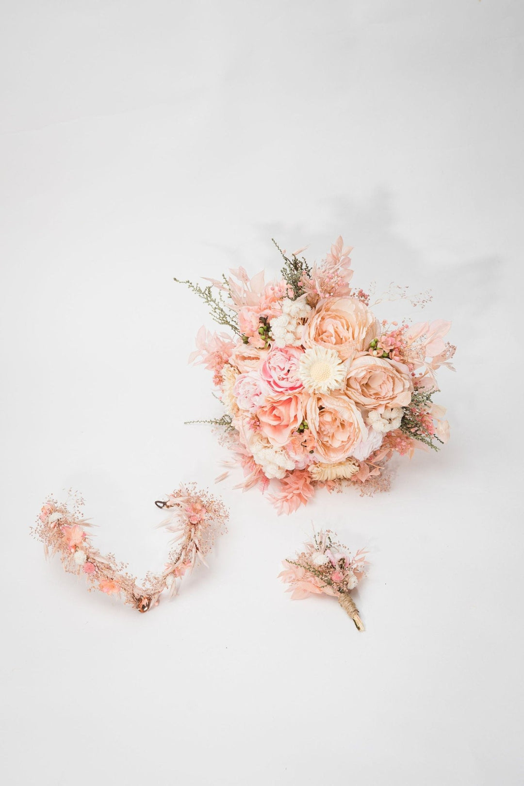 Peach Flower Elf Tiara: Bridal Elven Hair Crown – handmade floral hair accessory by magaela