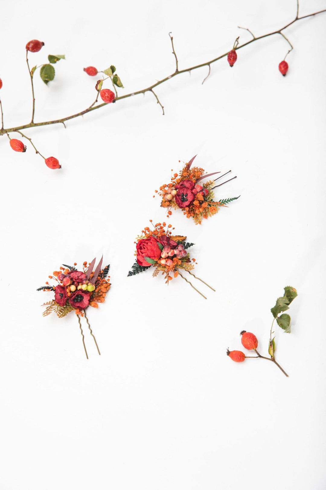 Autumn Flower Hairpins: Bridal Wedding Hair Accessory – handmade floral hair accessory by magaela