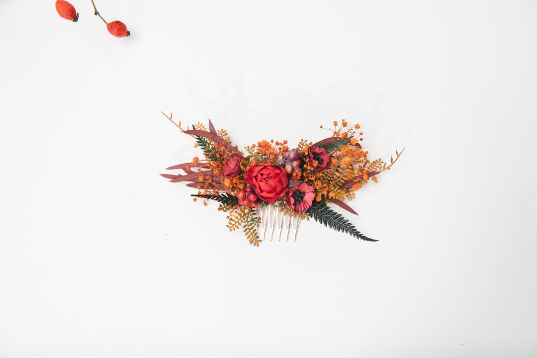 Autumn Flower Hair Comb: Handmade Bridal Hair Accessory – handmade floral hair accessory by magaela