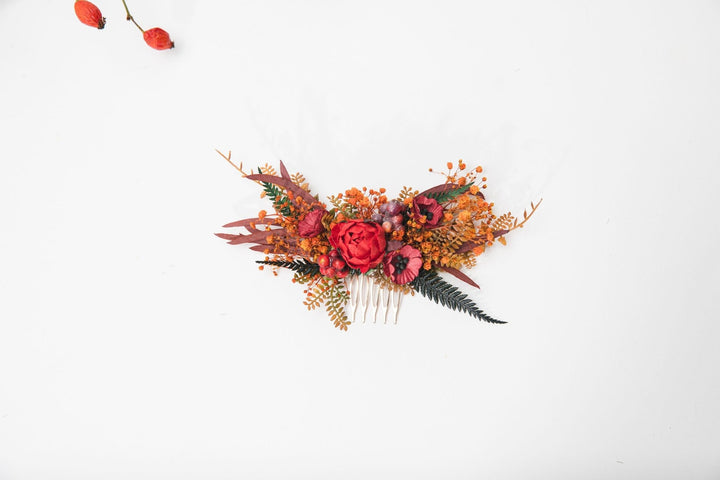 Autumn Flower Hair Comb: Handmade Bridal Hair Accessory – handmade floral hair accessory by magaela