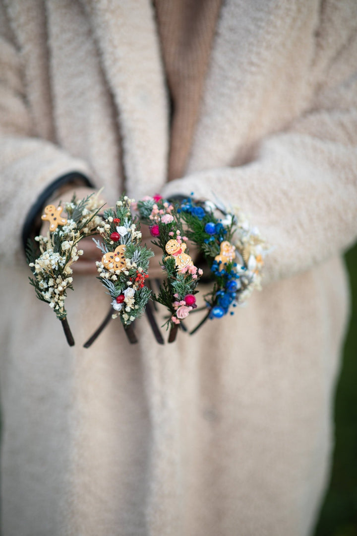 Gingerbread Christmas Headband: Floral Winter Hair Accessory – handmade floral hair accessory by magaela