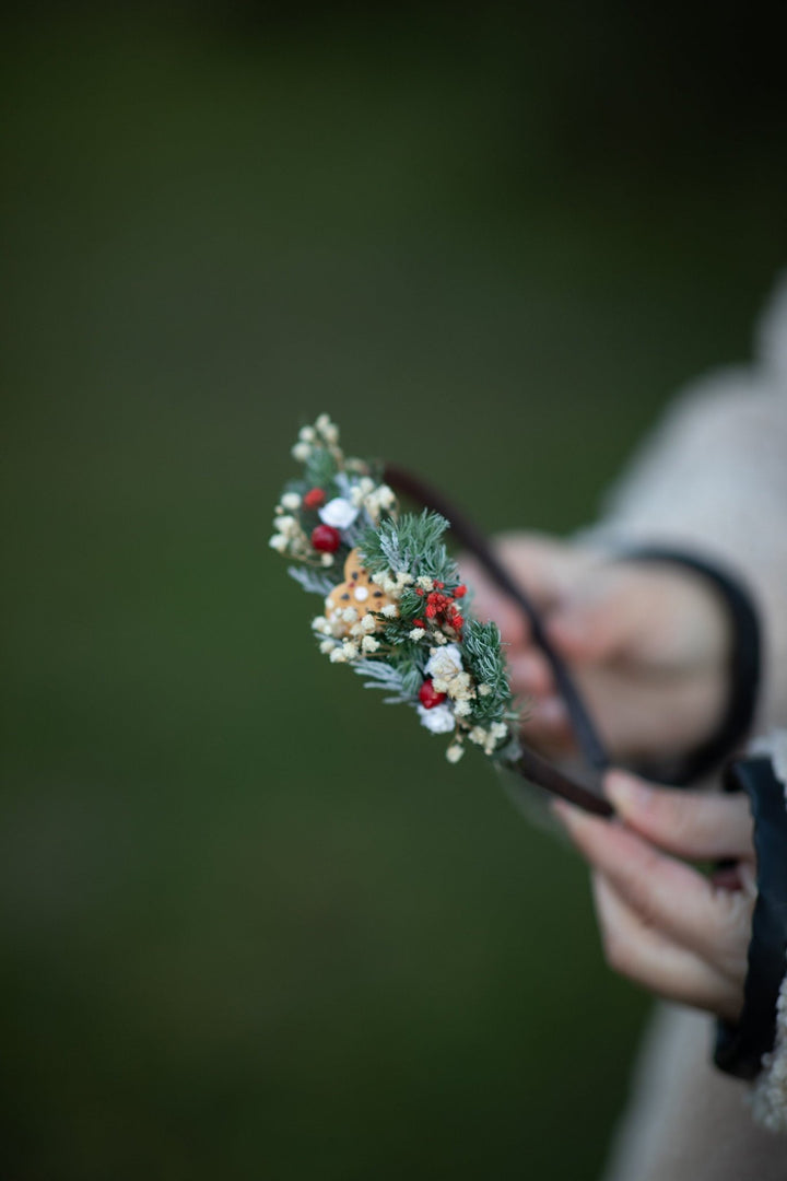 Gingerbread Christmas Headband: Floral Winter Hair Accessory – handmade floral hair accessory by magaela