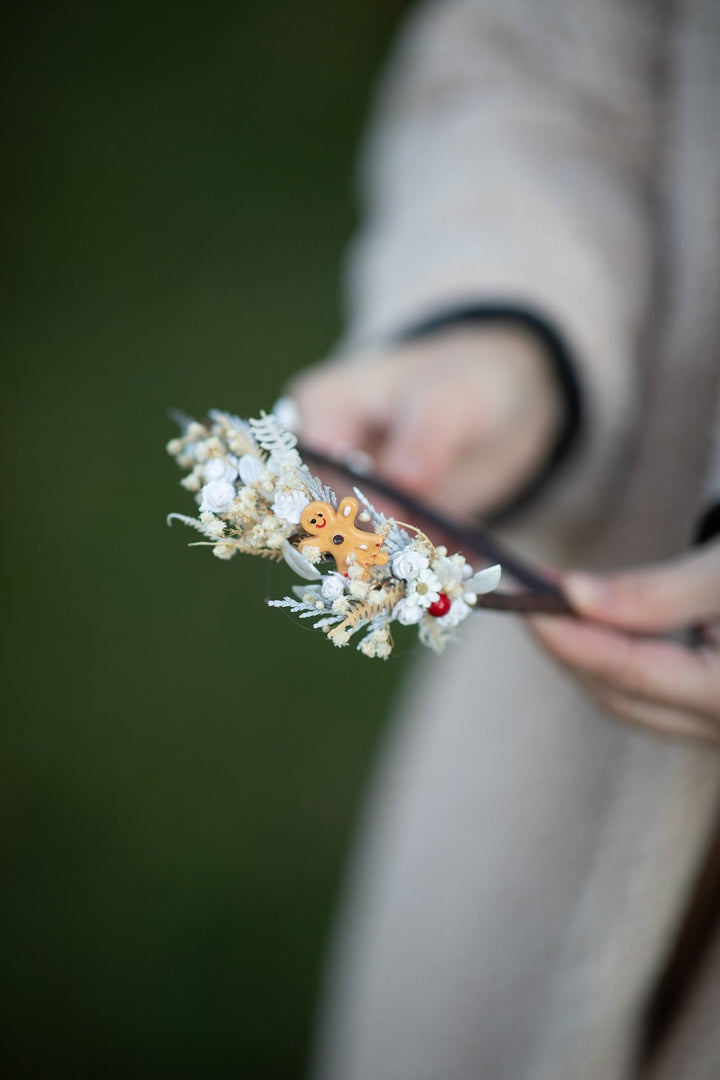 Gingerbread Christmas Headband: Floral Winter Hair Accessory – handmade floral hair accessory by magaela