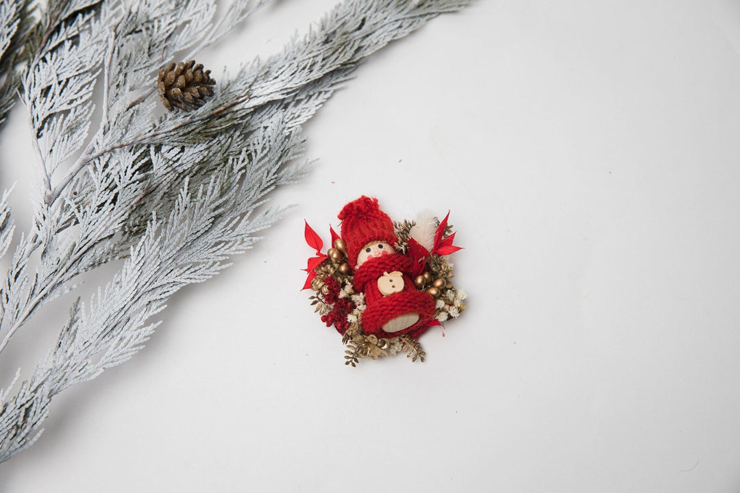 Winter Doll Brooch: Christmas Flower Pin, Unique Xmas Gift – handmade floral hair accessory by magaela