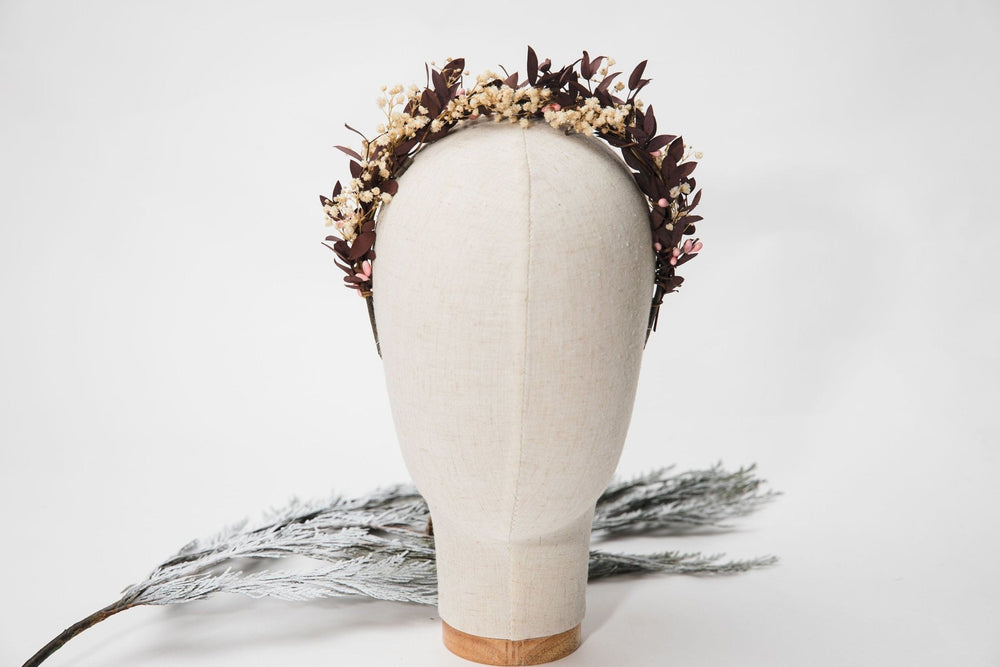 Baby's Breath Flower Headband: Autumn Wedding Bridal Hairpiece – handmade floral hair accessory by magaela