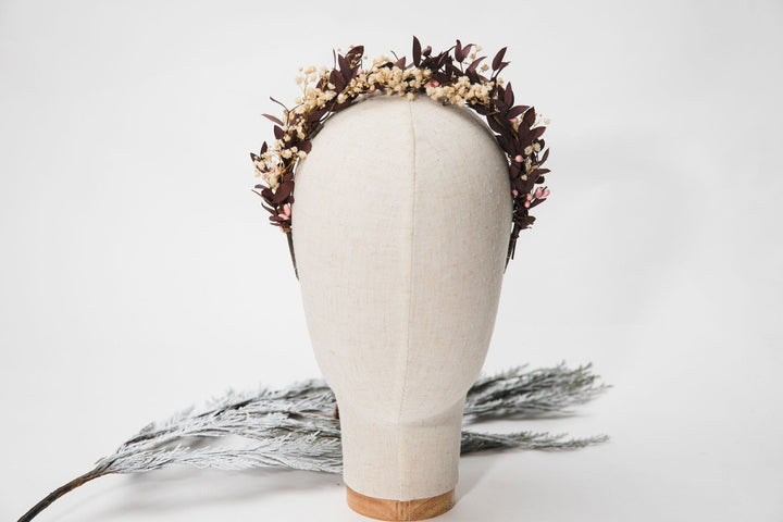 Baby's Breath Flower Headband: Autumn Wedding Bridal Hairpiece – handmade floral hair accessory by magaela