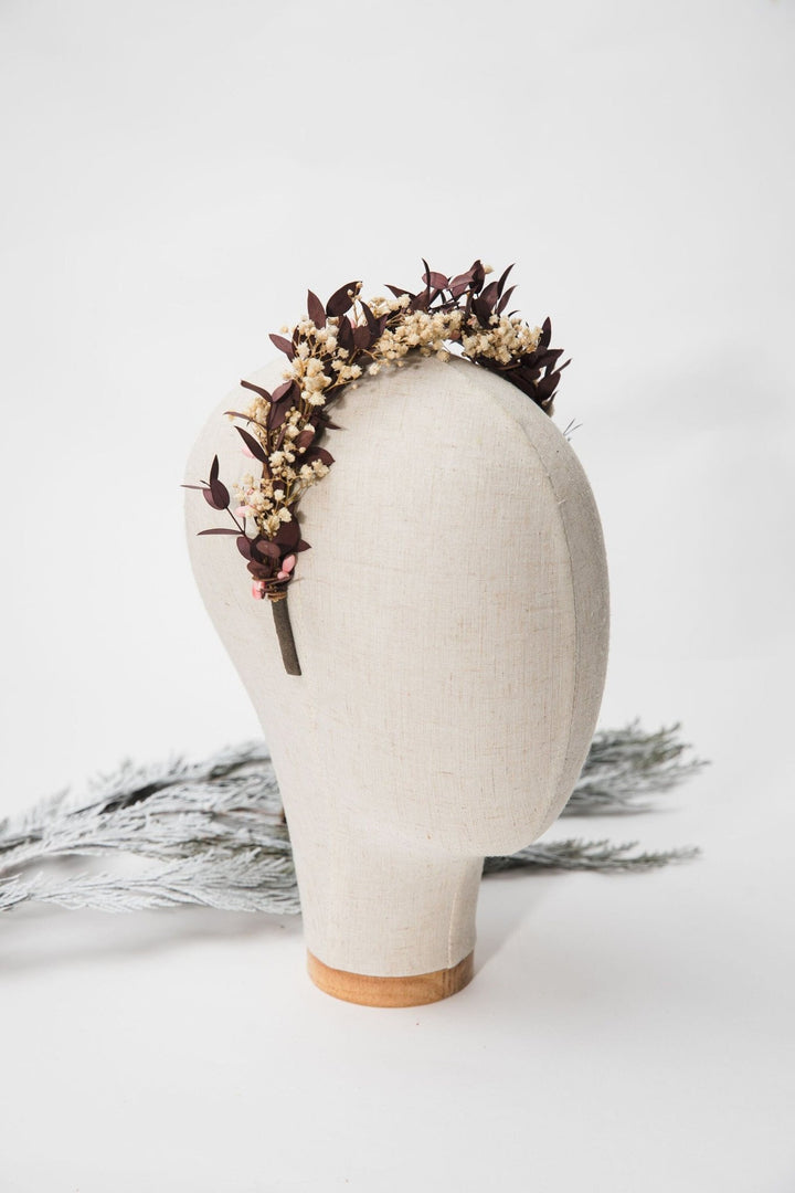 Baby's Breath Flower Headband: Autumn Wedding Bridal Hairpiece – handmade floral hair accessory by magaela