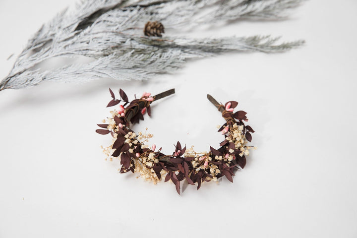 Baby's Breath Flower Headband: Autumn Wedding Bridal Hairpiece – handmade floral hair accessory by magaela