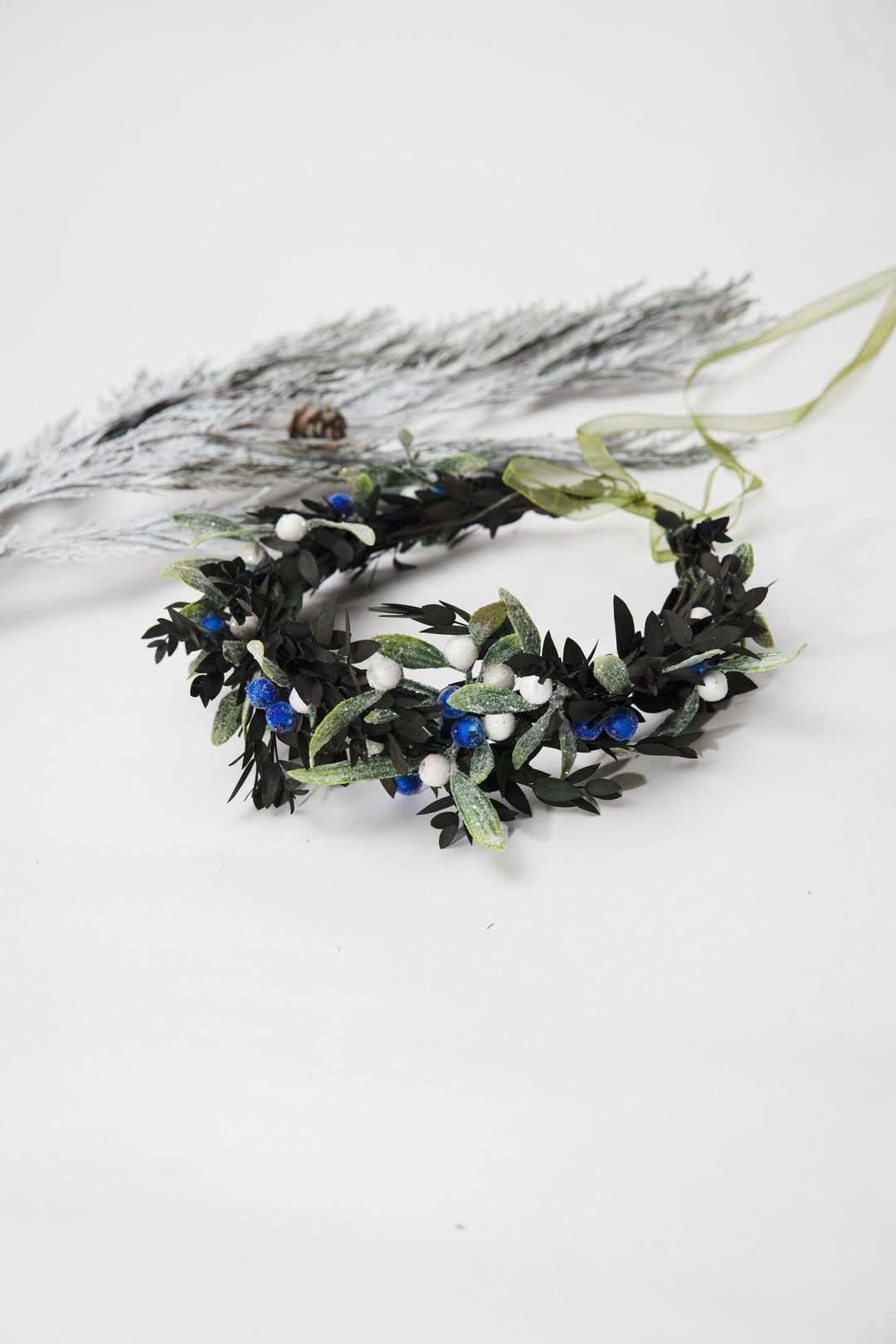 Winter Berry Hair Wreath: Bridal Christmas Crown – handmade floral hair accessory by magaela